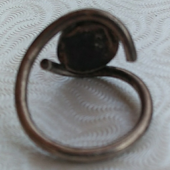 VINTAGE 925 Sterling Silver Blk MoonStone Eye Ring - Picture 7 of 8